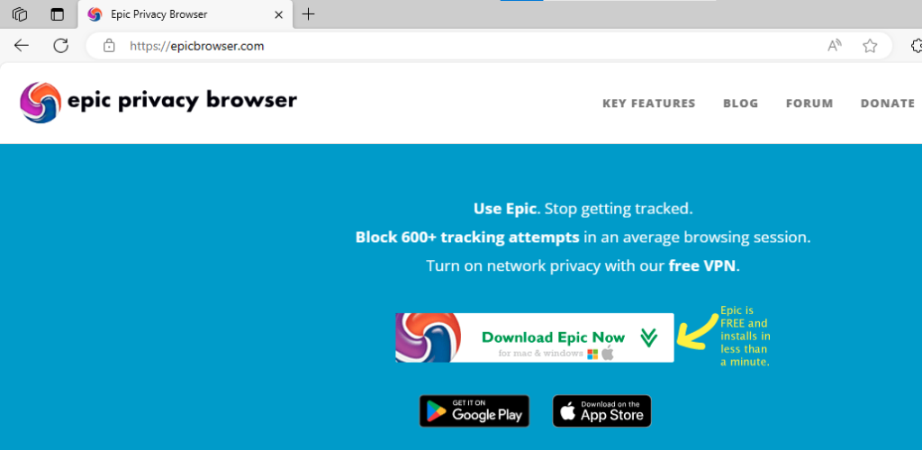 Epic Browser Website