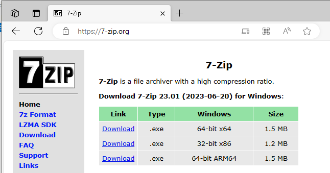 7-zip Website