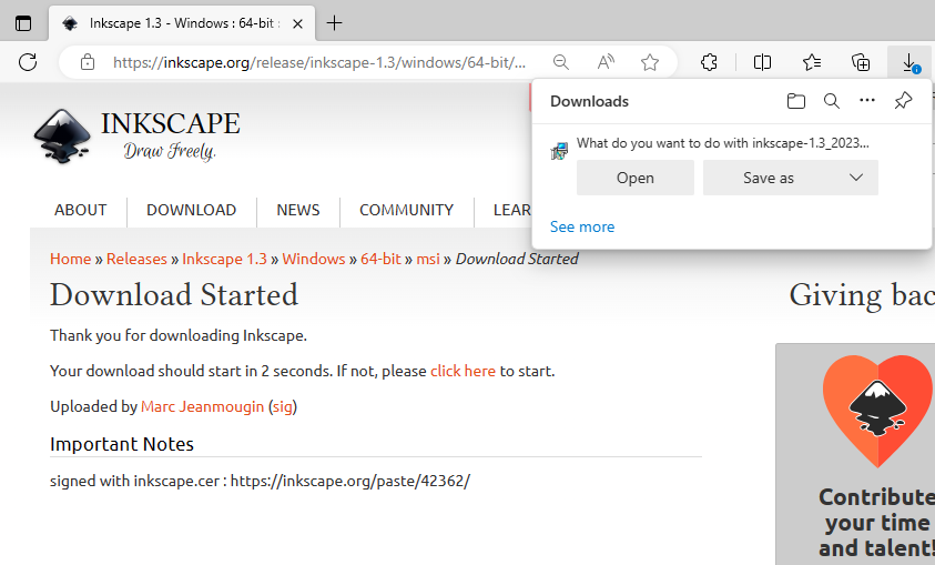 Downloading the Inkscape