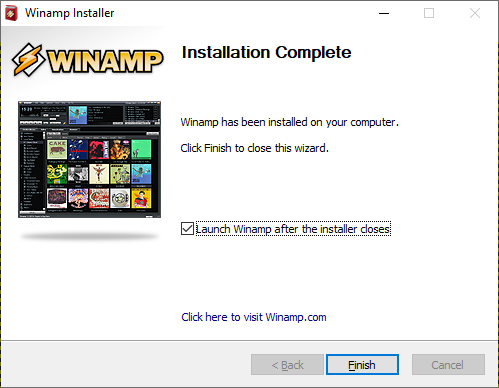 Completed the Winamp Installation
